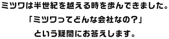 ミツワは半世紀を越える時を歩んできました。「ミツワってどんな会社なの？」という疑問にお答えします。